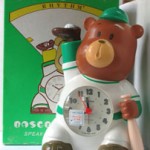 photo of vintage nos rhythm-speak-up-alarm-clock-baseball-bear front view 1 sm